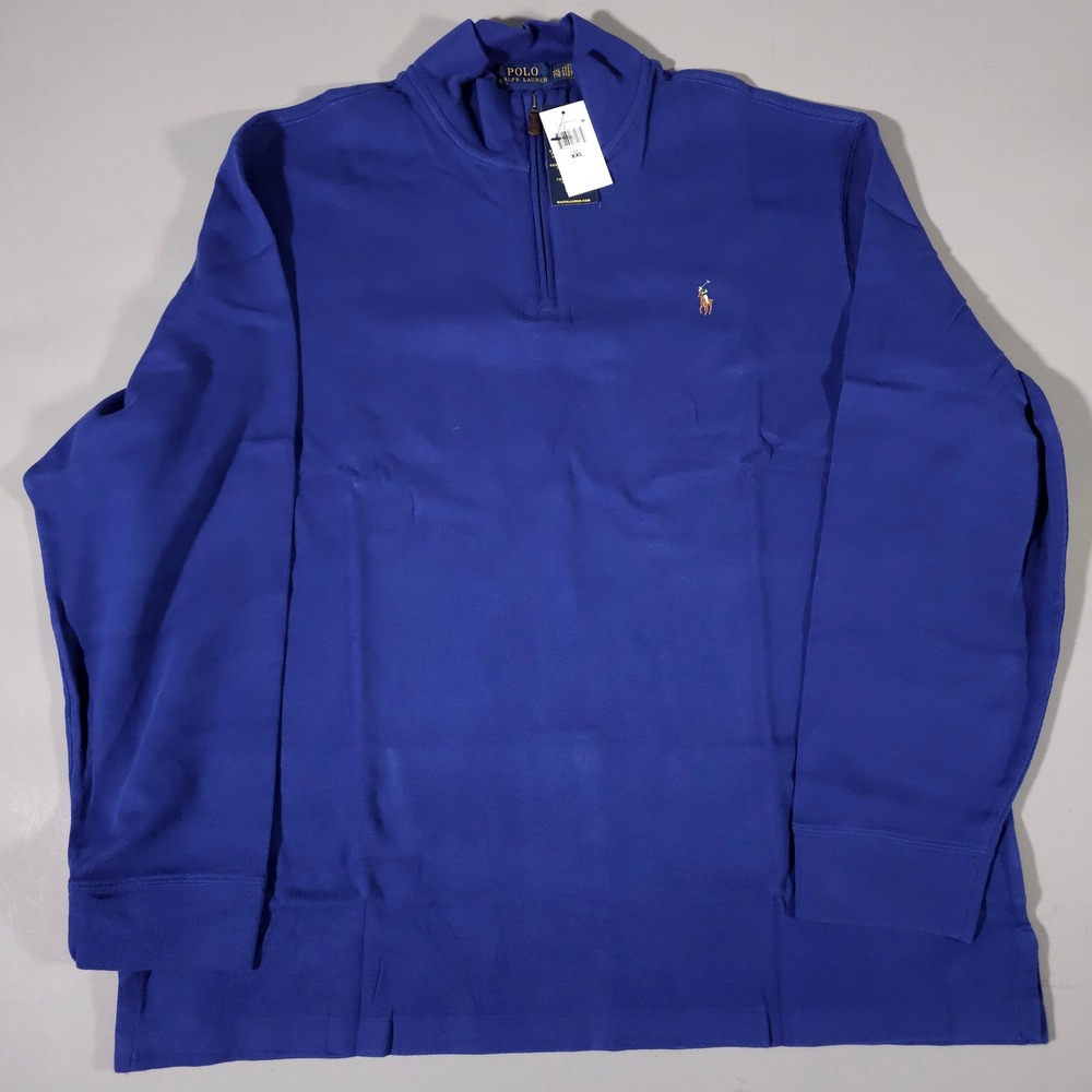 Polo Ralph Lauren Quarter Zip Pullover Mens XXL‎ Blue Estate Rib New NWT